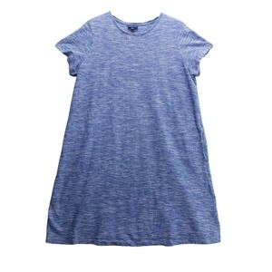 Pure Jill Indigo Blue Heathered Striped Knit T‎ Shirt Tunic Dress Size L